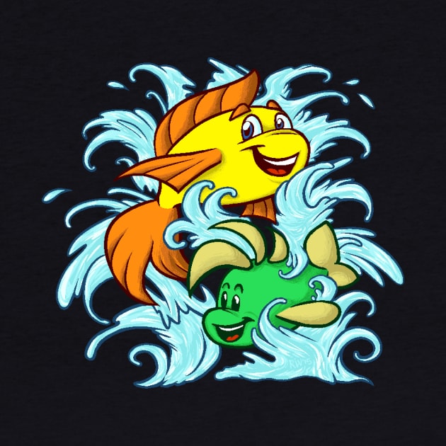 Freddi Fish & Luther (Japanese Koi Tattoo) by Rivkah